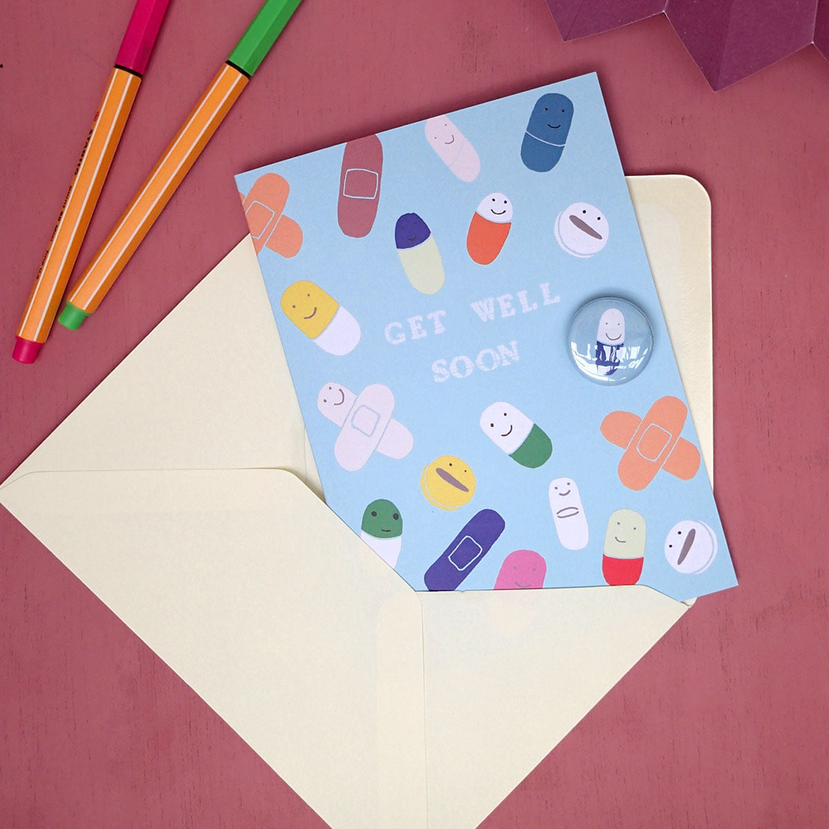 Get Well Medicines - Greeting Card with Badge
