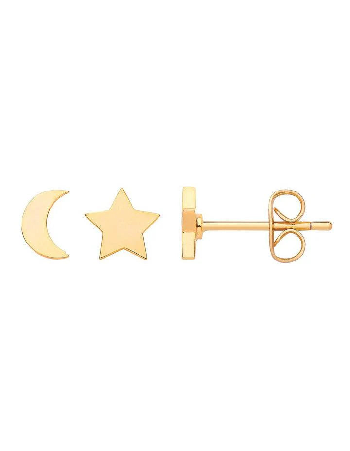 Mixed Moon And Star Earrings