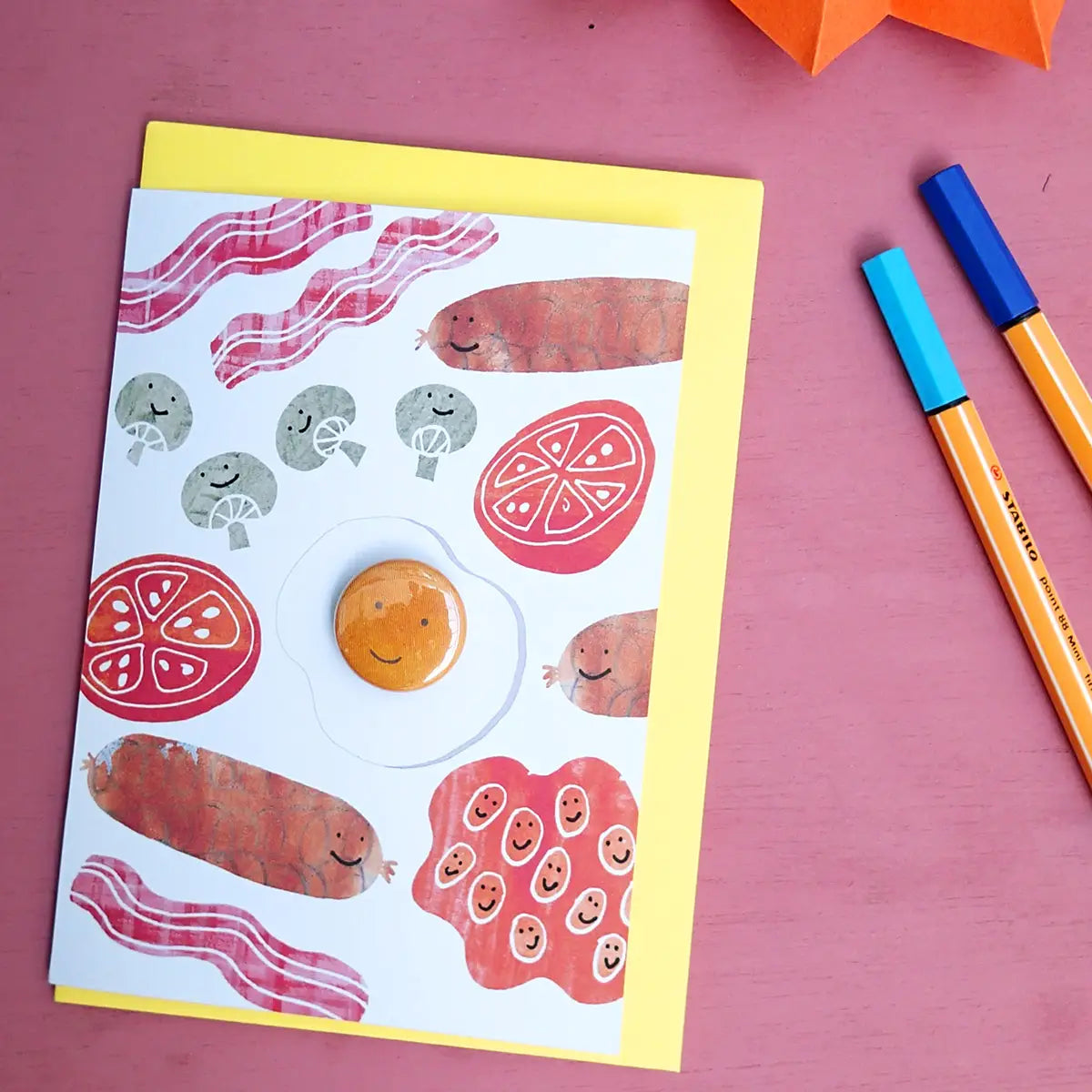 Happy Breakfast - Greeting Card with Badge