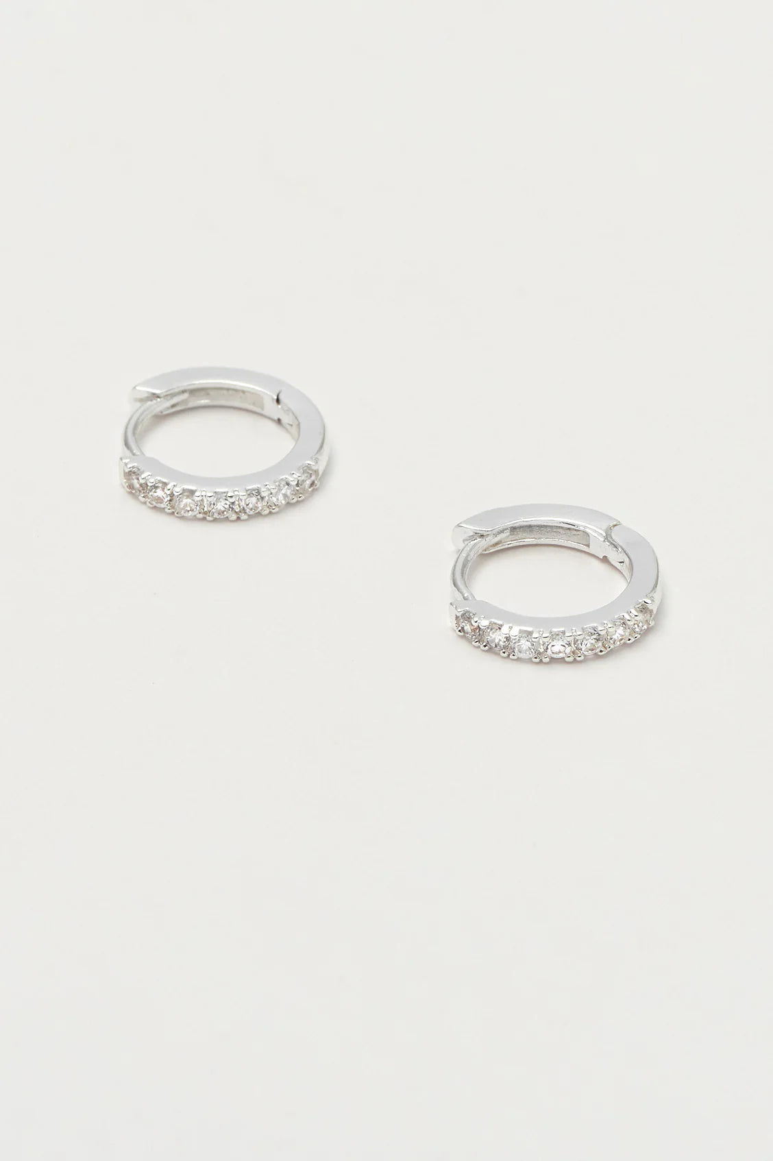 Hoop Earrings Silver Plated White Cz