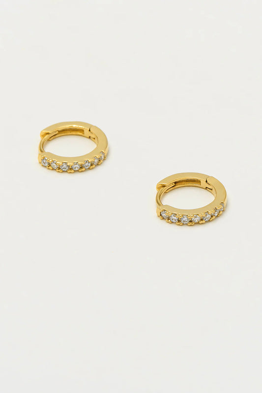 Hoop Earrings Gold Plated White Cz