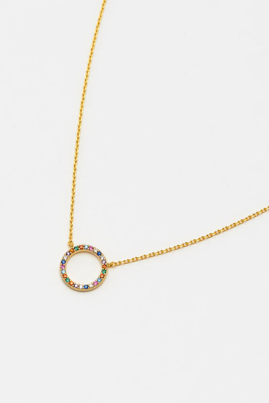 Multi Cz Circle Necklace - Gold Plated Gold Plated