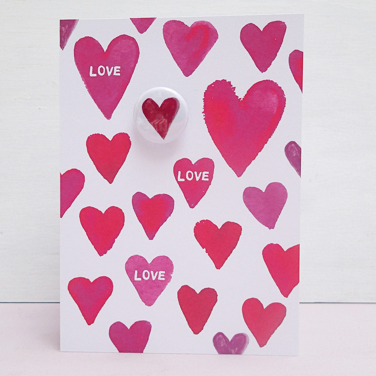 Love Hearts - Greeting Card with Badge