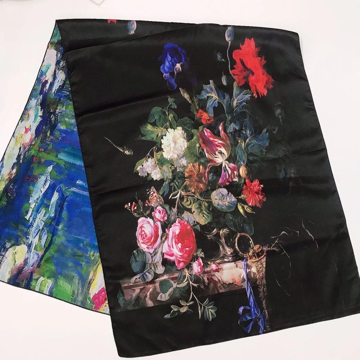 Reversible Silk Scarf - Claude Monet & Jan Davidsz de heem
