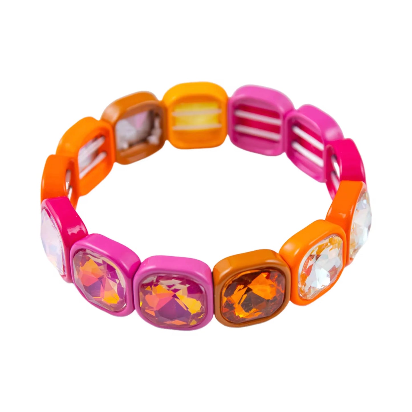 Pink & Orange Gem Bangle Bracelet