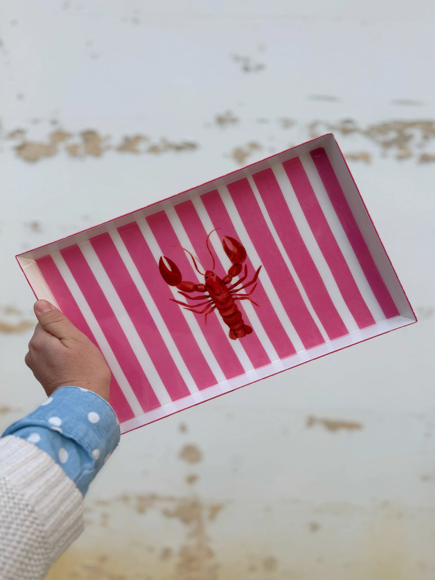 Pink Stripe Lobster Tray